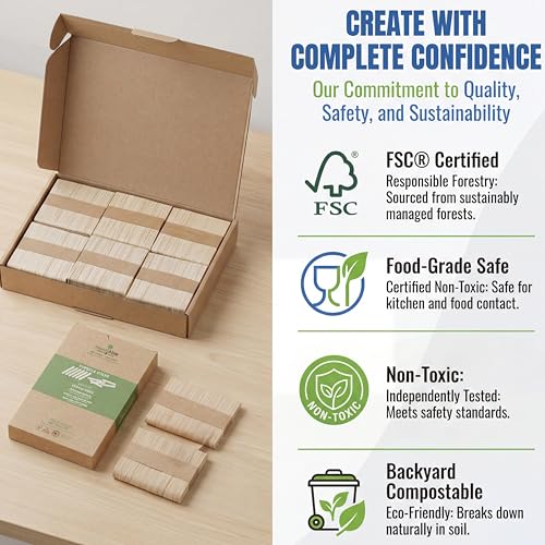 1500 Craft Sticks 4.5" Natural Wood Splinter-Free DIY