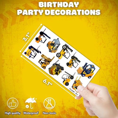 100 PCS Construction Temporary Tattoos - Forklift Dump Truck Crane