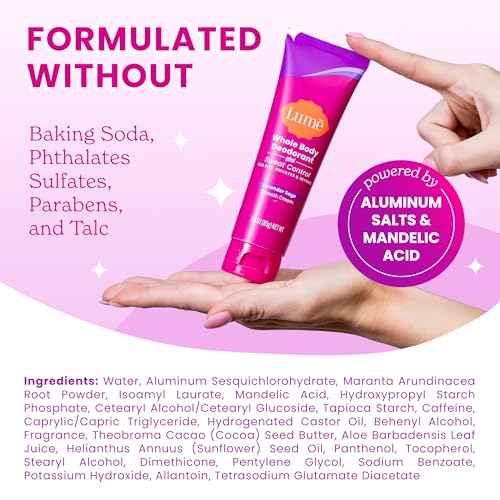 Lume Whole Body Deodorant Plus Sweat Control - Smooth Cream Tube - 72 Hour Odor And Sweat Control - Baking Soda Free, Skin Loving - 3.0 ounce (Pack of 2) (Lavender Sage)