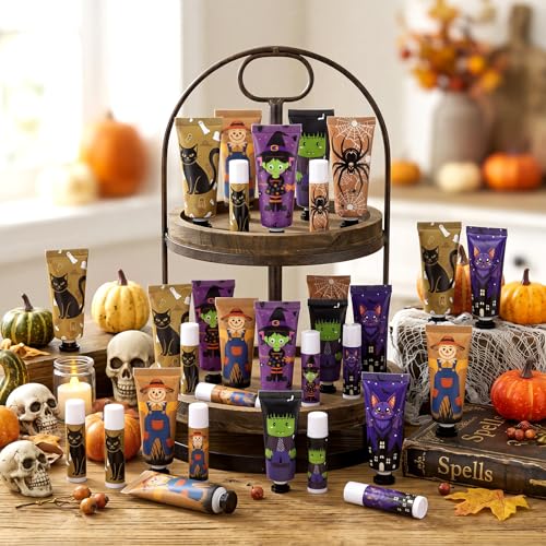 Dansib 24-Pack Halloween Hand Cream & Lip Balm Gift Set for Women - Fun Seasonal Scents