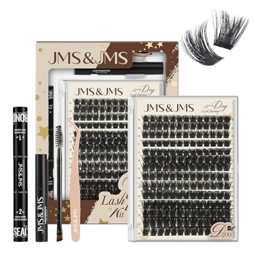 JMS Black Pearl 200D Silk Lash Clusters Kit with Tools