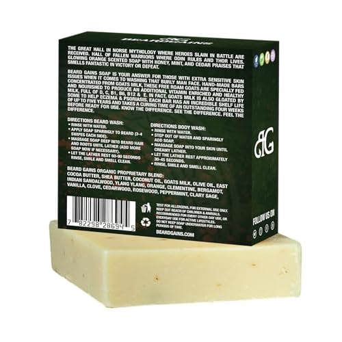 Beard Gains Valhalla Organic Goat Milk Beard Soap/Conditioner | Eliminate Itch & Dandruff and Promote Beard Growth & Improved Skin
