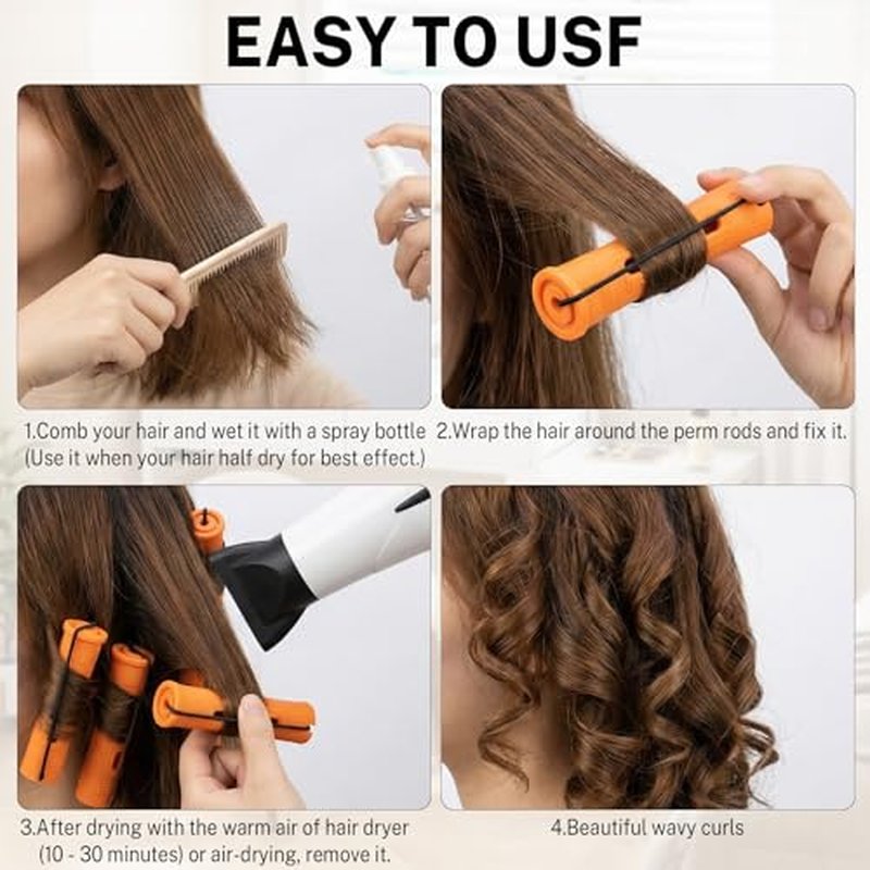 60-Pack Purple Perm Rods for Long & Short Hair Styling