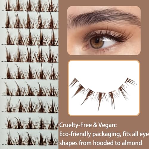 Lash Clusters 3D Fake Eyelashes Clusters DIY Individual Eyelash Clusters Thin Invisible Lash Band£¨FairyBrown£©