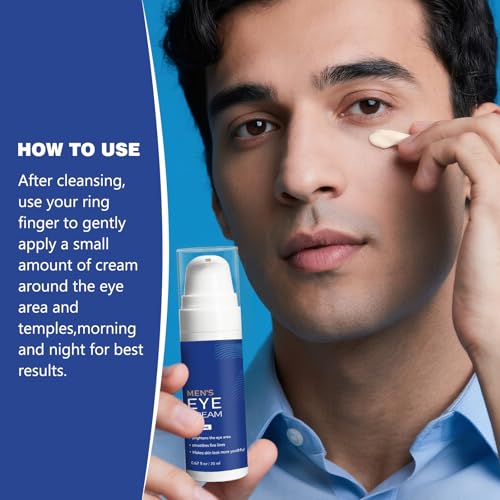 Mens Eye Bags Treatment Cream, Instant Eye Serum for Dark Circles, Wrinkle Smoothing Serum with Peptide & Collagen, Lightweight Moisturizer - 20ml