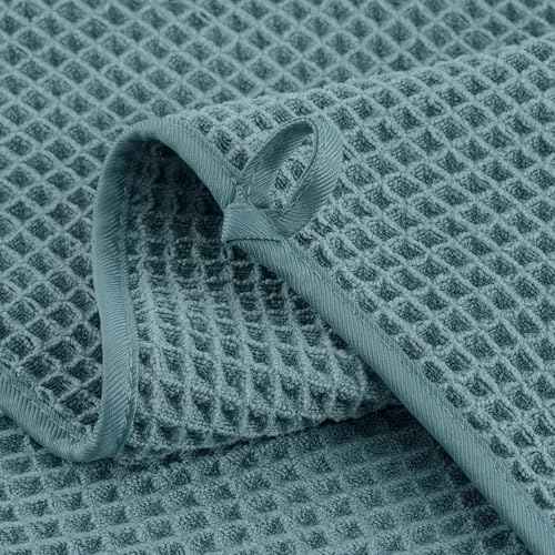 Microfiber Waffle Face Towels, 4 Pieces, Soft, Absorbent, Fast Drying, Lint Free (Green)