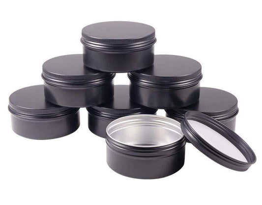3 oz.Tins Black Aluminum Metal Tin Round Screw Top Lid Containers Jars Metal Storage Tin Jars Aluminum Tin Cans Travel Storage Tins,for Lip Balm DIY Cosmetics Salves, 3oz./3 Ounce/90 ML,18 Pack