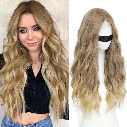 Beelu 26 Inch Ombre Blonde Curly Lace Front Wig for Women