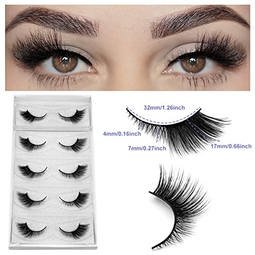 DYSILK Fake Eyelashes Faux Mink Lashes Natural Looking False Eyelashes 5 Pairs Pack