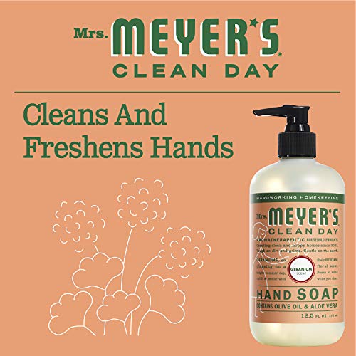 MRS. MEYER'S CLEAN DAY Hand Soap, Made with Essential Oils, Geranium, 12.5 Fl. Oz