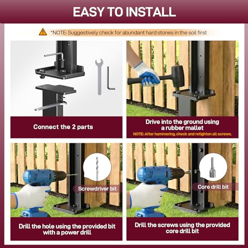 Goovilla Fence Post Repair Kit, 2-Piece Heavy Duty Anchor Stakes
