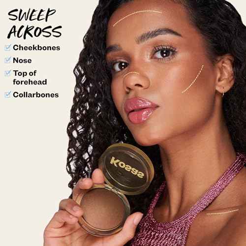 Kosas Sun Show Glowy Warmth Baked Bronzer - Contouring Powder for Cheekbones, Nose & Jawline - Enriched with Concentrated Fatty Acids - Talc-Free, Vegan & Hypoallergenic - Escape