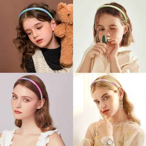 Fishdown Glitter Headband for Girls Women Sparkle Headband Accessory Set of 10