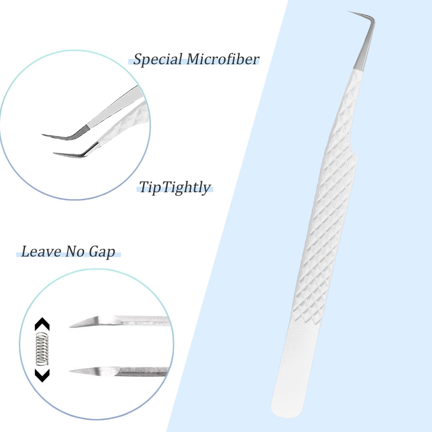Lash Tweezers For Eyelash Extensions Fiber Tip Lash Tweezers For Women Precision Tweezers Professional Craft Tweezers, Fiber Tip Japanese Steel (White-90 Degree)