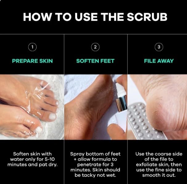 Dermasuri Callus Remover Spray & Dual-Sided Foot File Pedicure Kit