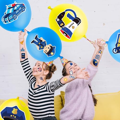 Police Party Favors Set 72pc: 24 Punch Balloons & 48 Tattoos