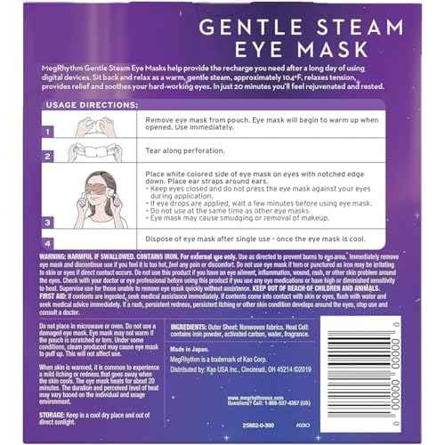 shokunin Megurism Gentle Steam Hot Eye Mask, Chamomile, Pack of 12, White