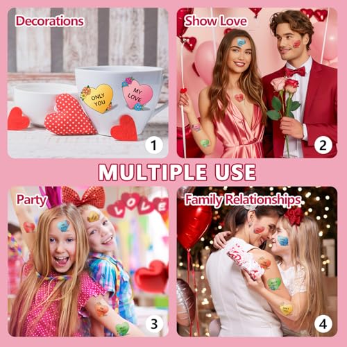 Cerlaza 140 Pc Valentine's Day Temporary Tattoos - 20 Designs, Waterproof