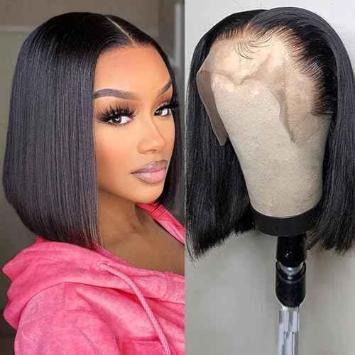 Healthair Straight Bob Wigs Human Hair 12inch 13x4 HD Lace Front Short Bob Wigs for Black Women Glueless Wigs Human Hair Pre Plucked Human Hair Wigs