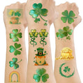 24 Sheets St Patricks Day Glitter Shamrock Tattoos, Irish Themed Saint Patricks Day Accessories with Green Clover, St Patricks Day Temporary Tattoos for St Patricks Day Party Favors Decorations Parade