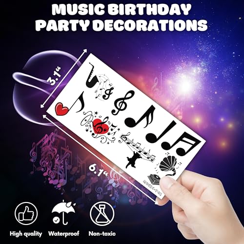 Music Temporary Tattoos 96 Pieces Party Favors Stickers