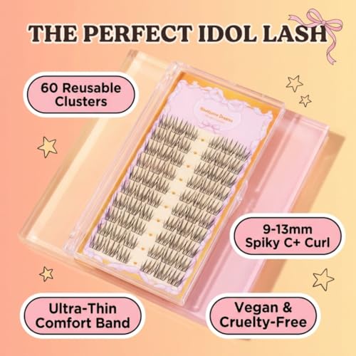 Ninetynine Dreams 60PC K-Pop Idol Spiky Lash Clusters - Reusable & Comfortable