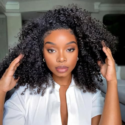 Kinky Curly Half Wig Human Hair 250% Density - 20 Inch Glueless