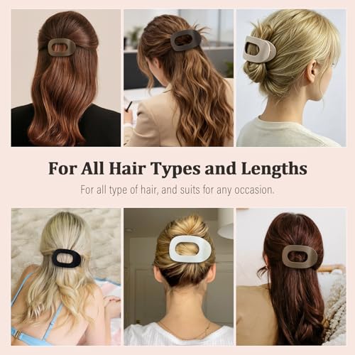 4 Pack French Claw Hair Clips for Women – Matte Oval, Non-Slip Strong Hold