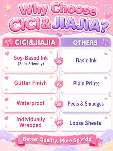 Girls 16 Sheets Glitter Temporary Tattoos - 150+ Mermaid & Unicorn Party Favors