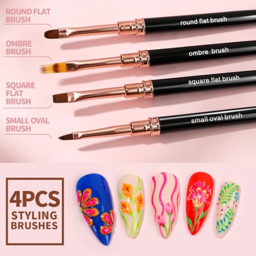 Teenitor 29Pcs Nail Art Kit with Brushes, Dotting Pens & Striping Tape