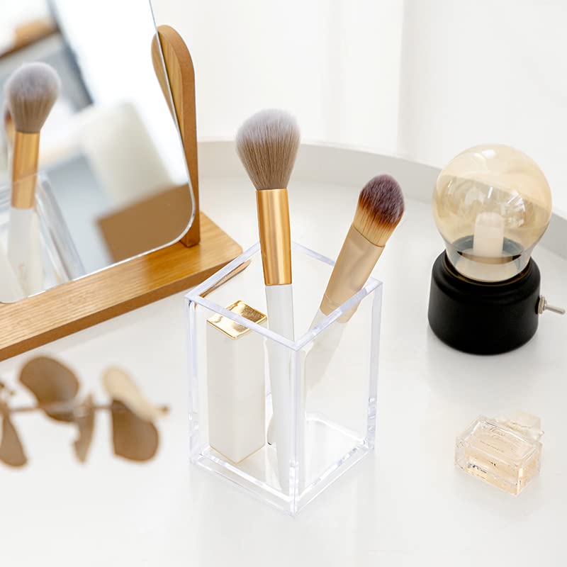 Newkita 3-Pack Clear Acrylic Makeup Brush Holder Cup