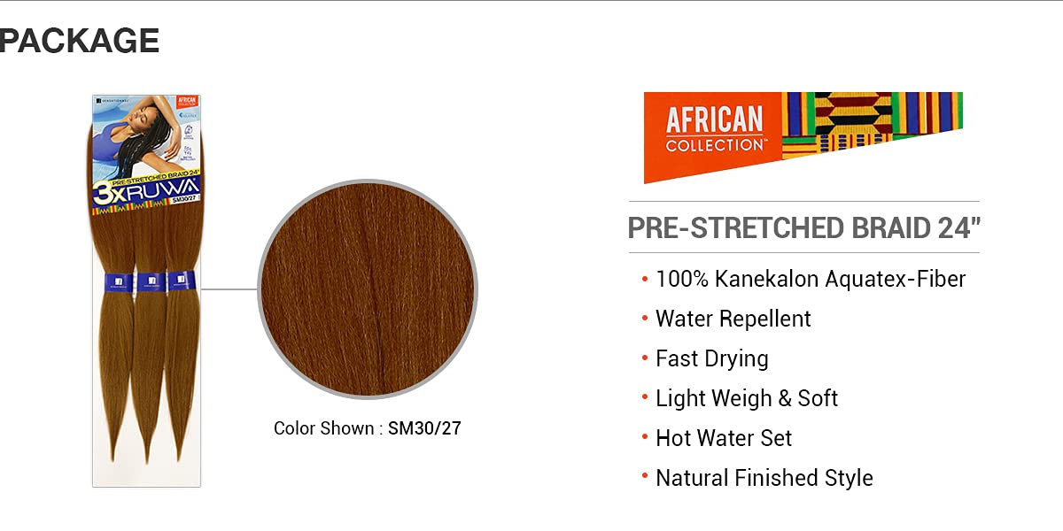 Sensationnel Synthetic Hair Braids XPRESSION 3X Ruwa Pre-Stretched Braid 24" (1 Pack, SM1B/350)