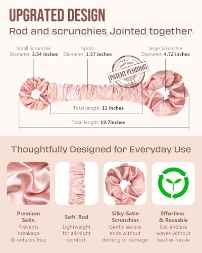 BONNET QUEEN Large Satin Heatless Hair Curler for Long Thick Hair, Cream Pink