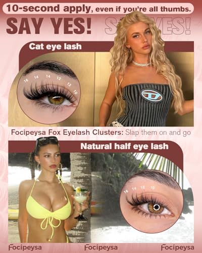 Focipeysa Wispy Lash Clusters - Natural Spiky Individual Lashes 10-16mm