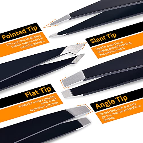 Professional Stainless Steel Eyebrow Tweezers Set with Scissors