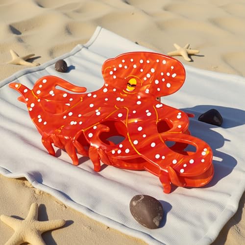 Ocean Animal Octopus Hair Claw Clips for Women - Funky Acetate Design