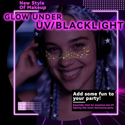 Glow UV Freckle Tattoos - 6pc Rainbow Star Temporary Patches