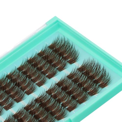 Bodermincer 120 Cluster 12mm/14mm/16mm to Choose Brown Lash Cluster Eyelash Extension Natural 3D Russian Volume Faux 3D Effect Glue Bonded Cluster Eyelashes (Y12# Brown 16mm)