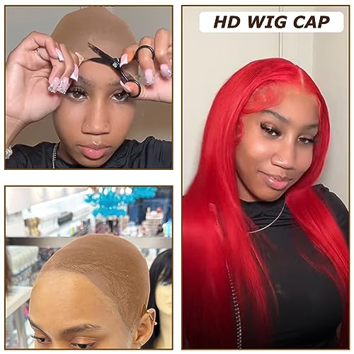 20PCS HD Wig Cap for Lace Front Wig, Stocking Stretchy Wig Caps for Women Men, Stretchy Nylon Stocking Wig Caps Wig Bald Cap for Wigs, Transparent Wig Cap Thin Wig Cap with Elastic Band(HD Brown)