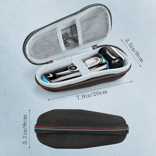 Braun Shaver Travel Case - Hard EVA Protective Holder for Series 3/5/6/7/8/9 Pro+ & All Models (Fits 3s, 5s, 7s, 8s, 9s)-Water-Resistant Men's Electric Razor Storage Pouch for Gym & Vacation