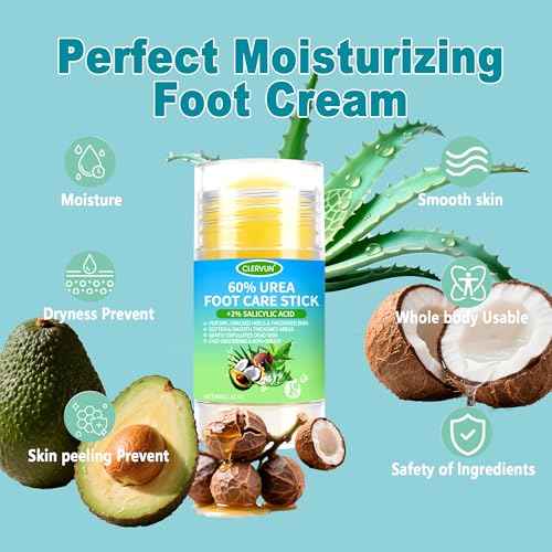 60% Urea Cream Stick with 2% Salicylic Acid, Anti-Cracking Foot & Hand Cream Moisturizer for Dry Cracked Heel Feet, Knee, Elbow, Foot Balm Stick for Callus Remover & Dead Skin Softener (1)
