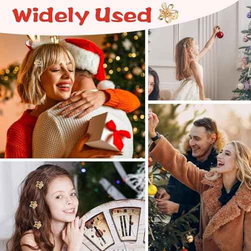 20 PCS Small Flower Hair Clips for Women Mini Tiny Sparkling Metal Gold Hair Flower Claw Clips Sweet Bangs Clips Decorative Cute Hair Accessories Gifts for Christmas Parties Girl Partners Children