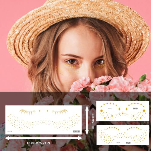Glitter Freckle Tattoos 12-Sheet Set Waterproof Temporary Face Stickers
