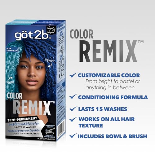 Got2B Color Remix Semi-Permanent Hair Dye, Blue Euphoria