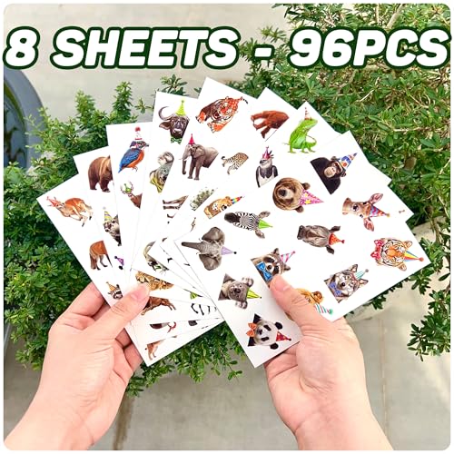96 Piece Animal Temporary Tattoos - Jungle Zoo Farm Designs
