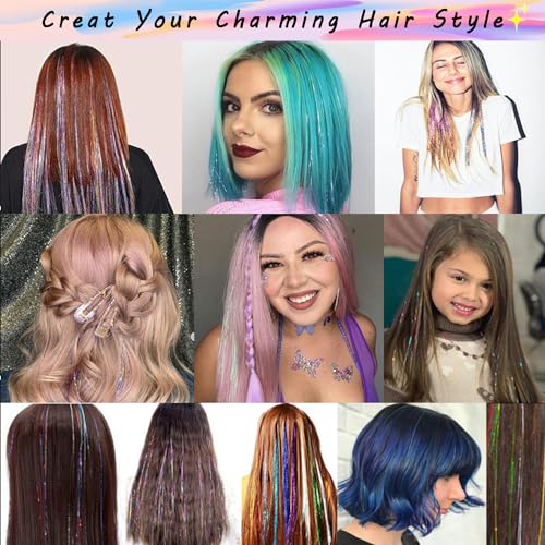 25 Colors Hair Tinsel Extension Kit 48 Inches Heat Resistant