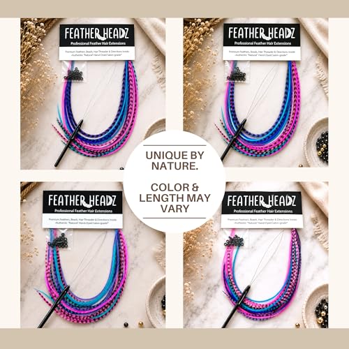 Purple Pink & Turquoise Feather Hair Extensions - 9-14" Boho Style