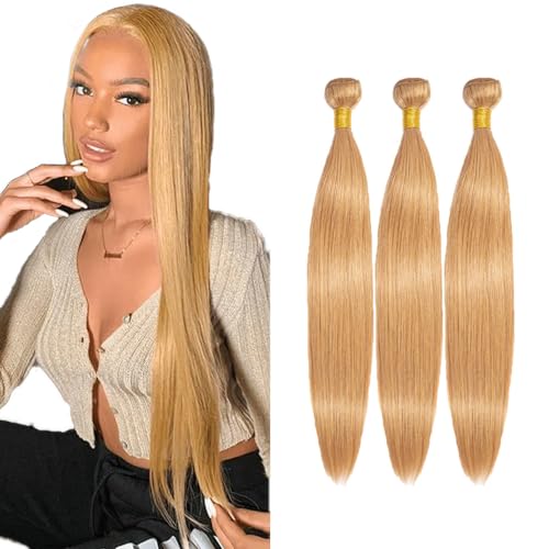 #27 Honey Blonde Straight Hair Extensions - 24-28 Inch Bundles