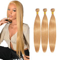 #27 Honey Blonde Straight Hair Extensions - 24-28 Inch Bundles