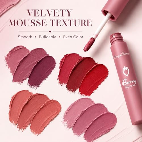 Sulily 3-Pack Matte Lipstick Set - Dark Velvet Red & Nude Shades, Long Lasting, Waterproof, Variation D